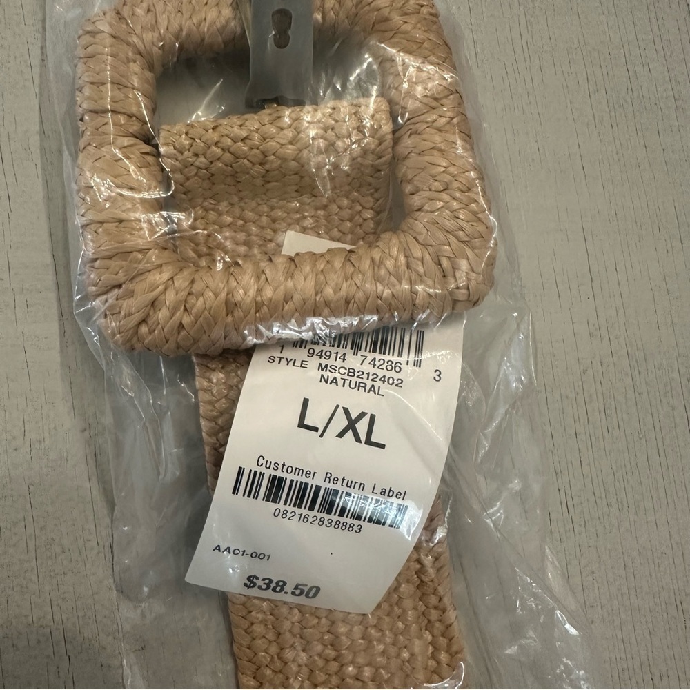 Style & Co. Women’s Natural Braided Adjustable Belt Size L/XL NWT - Picture 3 of 6